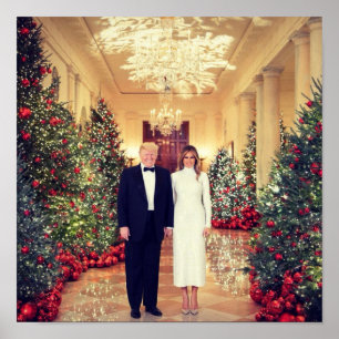 Affiche Trump Président des États-Unis Noël à la Maison Bl