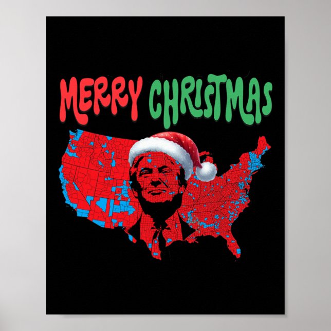 Affiche Trump Red Election Map Joyeux Noël Trump Winne (Devant)