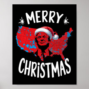 Affiche Trump Red Election Map Joyeux Noël Trump Winne