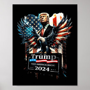 Affiche Trump Reprenez l'Amérique 2024 Drapeau de l'aigle 