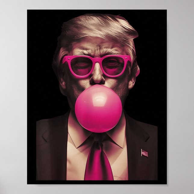 Affiche Trump rose Bubblegum drôle (Devant)