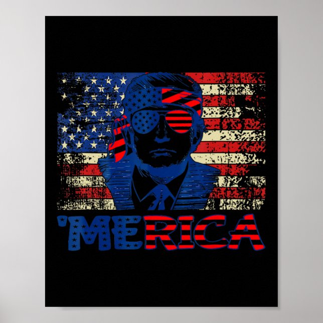 Affiche Trump Shirts Quatrième 4 juillet Trump American Fl (Devant)