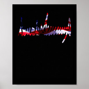 Affiche Trump Signature Usa Drapeau 4 juillet 2024 Maga Te