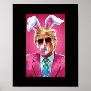 Affiche Trump soufflant du bubble gum politique républicai