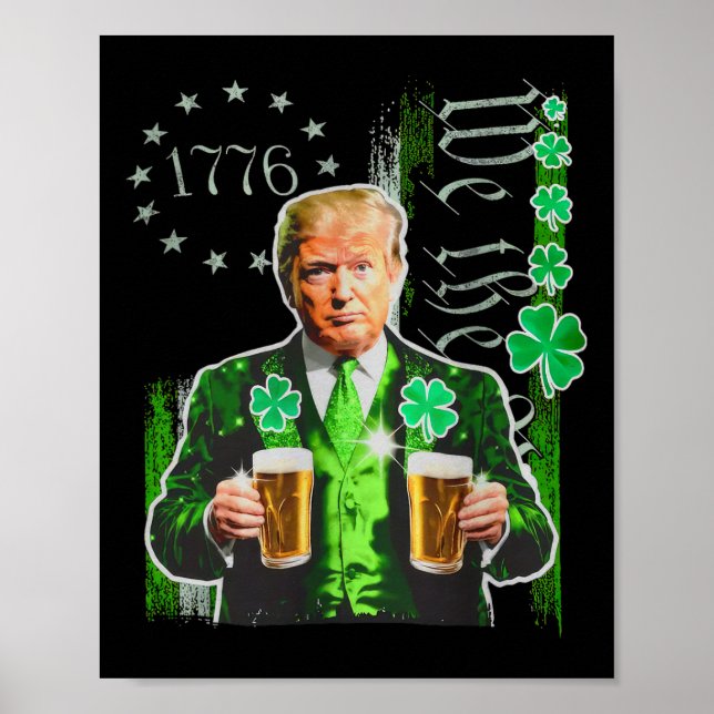 Affiche Trump St Patrick Day We The People Us Drapeau Sham (Devant)