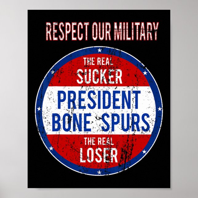 Affiche Trump Sucker Loser Nous Respectons Notre Armée (Devant)