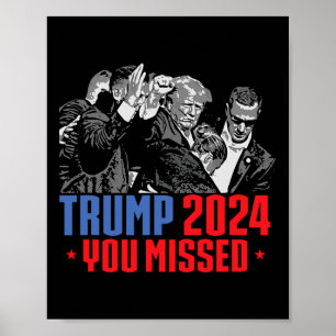 Affiche Trump Tiré Bulletproof Oreille Sanglante Saignant