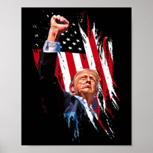 Affiche Trump - Trump - Fist Pump - États-Unis - Drapeau M
