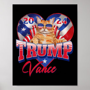 Affiche Trump Vance 2024 Cat Heart Président politique amé