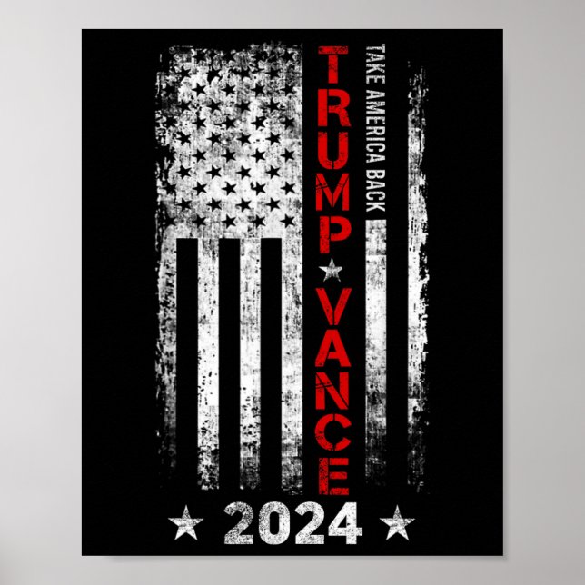 Affiche Trump Vance 2024 - Drapeau américain Vintage - Rep (Devant)
