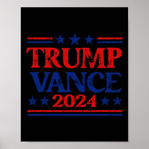Affiche Trump Vance 2024 Drapeau Patriotique États-Unis ét