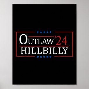 Affiche Trump Vance 24 Outlaw Hillbilly Us Drapeau Vintage