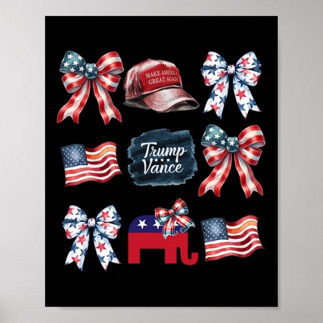 Affiche Trump Vance Bow Coquette Vote Présidentielle 2025  (Devant)