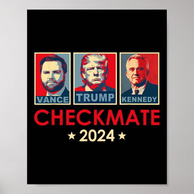 Affiche Trump Vance Kennedy Échec et Mat 2025 Élection Rép (Devant)