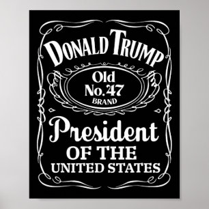 Affiche Trump Whiskey Bottle Étiquette Trump 47e Président