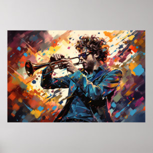 Affiche Trumpet Player Musique Peinture Art Décor Abstrait