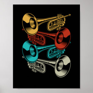 Affiche Trumpet Retro Instruments de musique