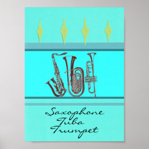Affiche Trumpet tuba saxophone