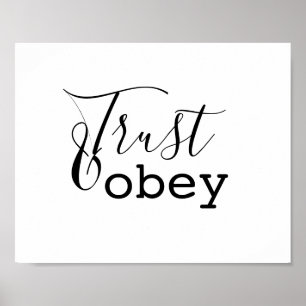 Affiche Trust & Obey - Typographie chrétienne