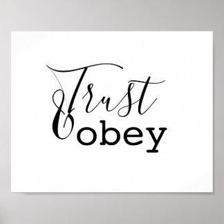 Affiche Trust & Obey - Typographie chrétienne