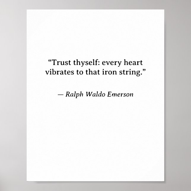 Affiche Trust Thyself — Ralph Waldo Emerson Minimalist Wal (Devant)