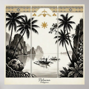 Affiche Tryptique d'art mural de Palawan Philippines