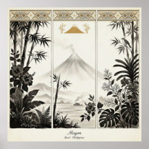 Tryptique mural artistique du volcan Mayon