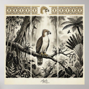 Affiche Tryptique mural d'art sur l'aigle des Philippines