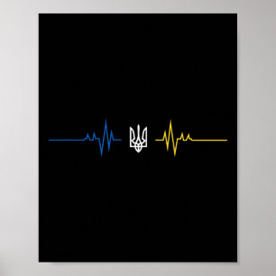 Affiche Tryzoub ukrainien Drapeau de l'Ukraine Battement d