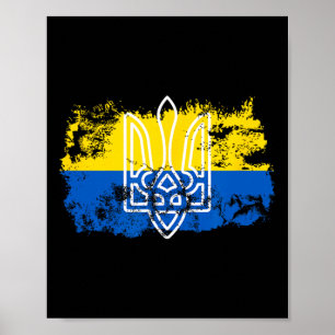 Affiche Tryzub Stand Uni avec l'Ukraine Trident Ukrainien