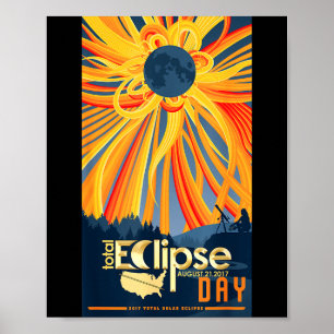Affiche Tshirt Éclipse Solaire Totale 21 août