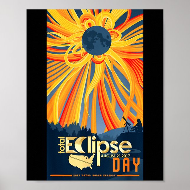 Affiche Tshirt Éclipse Solaire Totale 21 août (Devant)