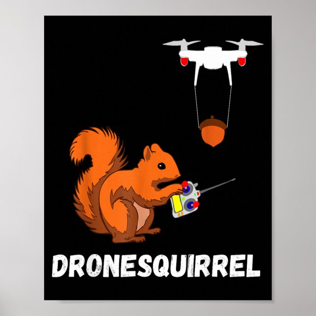 Affiche Tshirt Écureuil Pilote de Drone Quadcopter Opérate (Devant)