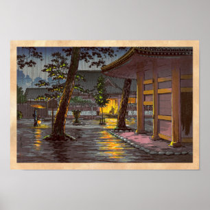 Affiche Tsuchiya Koitsu esquisse le temple de Takanawa