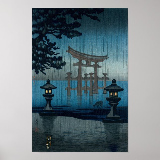 Affiche Tsuchiya Koitsu - Miyajima sous la pluie (Devant)