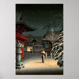 Affiche Tsuchiya Koitsu - Neige au temple de Nezu