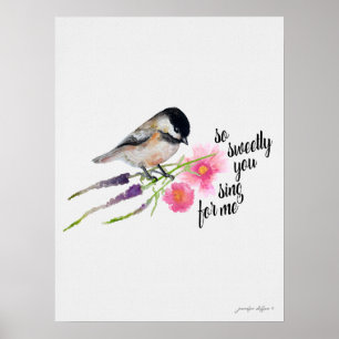 Affiche Tu Chantes Si Doucement Pour Moi Chickadee Aquarel
