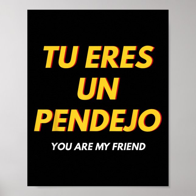 Affiche Tu Eres Pendejo Funny Espagnol Dire Un Cadeau Espa (Devant)
