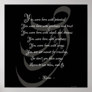 Affiche Tu es né avec des ailes Rumi sagesse