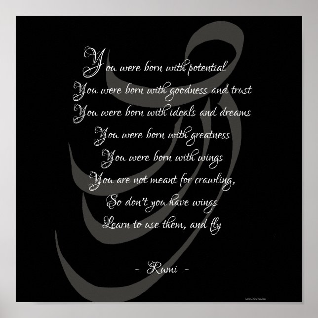 Affiche Tu es né avec des ailes Rumi sagesse (Devant)