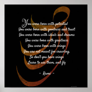 Affiche Tu es né avec des ailes Rumi sagesse