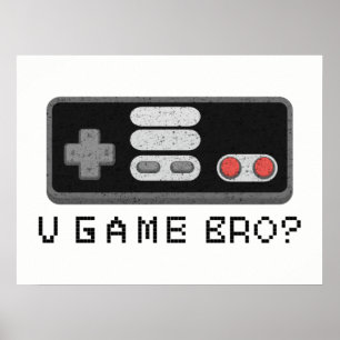 Affiche TU JEUX BRO ? Contrôleur Retro Classic Video Gamer