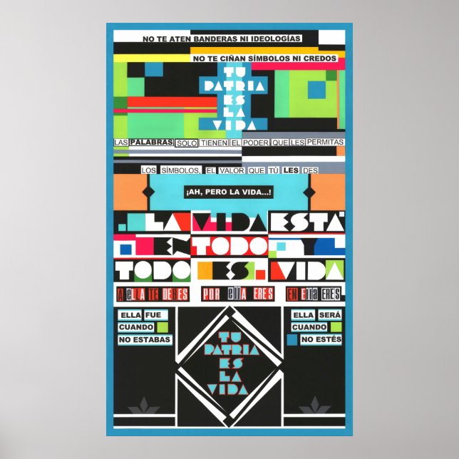 Affiche TU PATRIA ES LA VIDA Poème espagnol coloré (Devant)