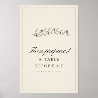 Affiche Tu prépares une table Psaume 23 5 Art de salle à m