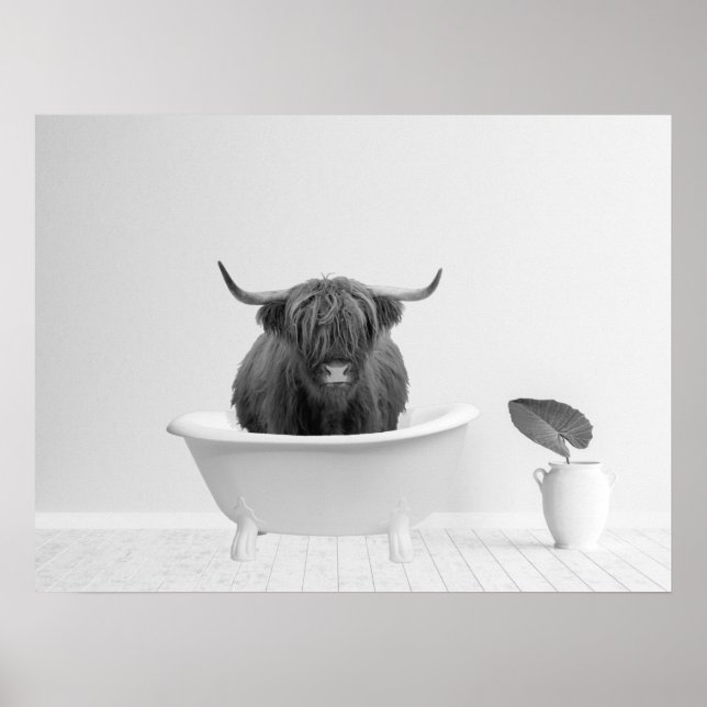 Affiche Tub de bain de vache des Highlands Accueil Horizon (Devant)
