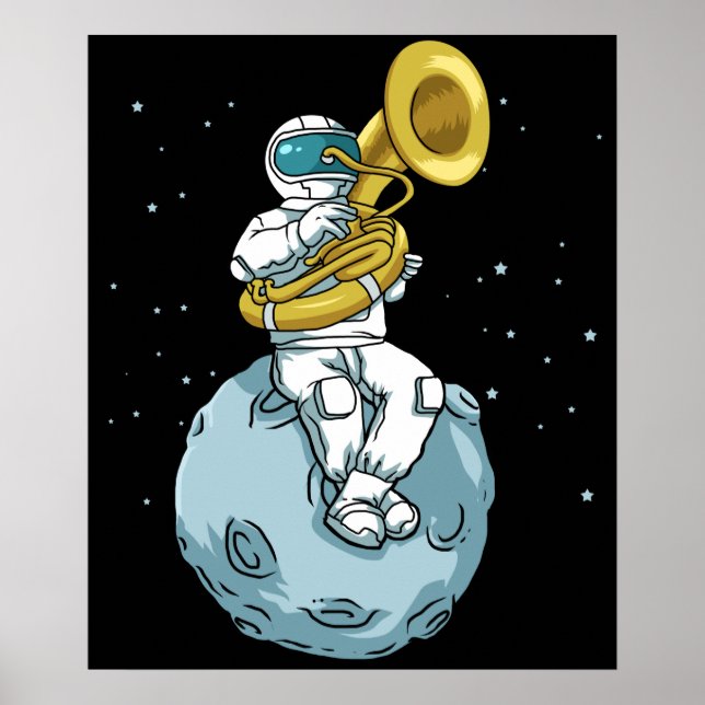 Affiche Tuba Cadeau Astronaut Marching Musique Musique Sou (Devant)