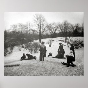 Affiche Tubing dans Central Park, 1906. Photo ancienne