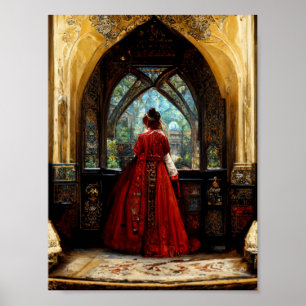 Affiche Tudor femme en robe crimson