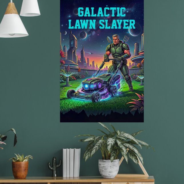 Affiche Tueur de pelouse galactique Rétro Bande dessinée E (Salon 1)