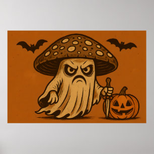 Affiche Tueur Shroom Éffrayant fantôme avec couteau